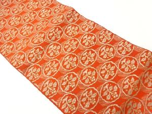 アンティーク　円に草花模様織出し全通袋帯（材料）